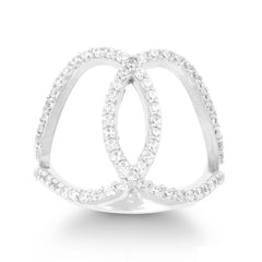 Sterling Silver CZ Double Oval Ring - W-9949