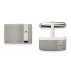 Titanium Brushed and Polished Clear CZ Cufflinks