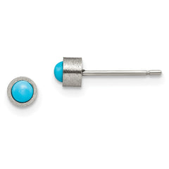 Titanium Brushed with Turquoise 4mm Stud Earrings