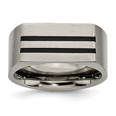 Titanium 10mm Black Enamel Stripes Brushed Band | TB250