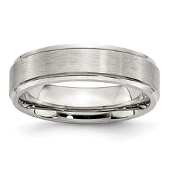 Stainless Steel Grooved Edge 6mm Brushed and Polished Band | SR88