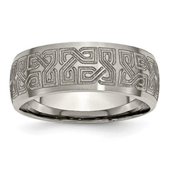 Titanium 8mm Laser Design Brushed Band | TB26E