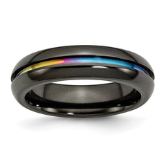 Titanium Black Multi-colored Anodized 6mm Polished Band | TB406