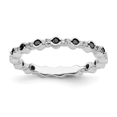 Sterling Silver Stackable Expressions Polished Black/White Dia Ring | QSK641