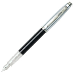Sheaffer 100 Fountain Pen - Chrome and Black Body with Polished Nickel Grip | E09313