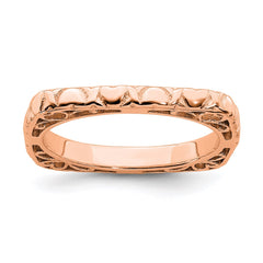 Sterling Silver Stackable Expressions Polished Pink-plated Square Ring | QSK761