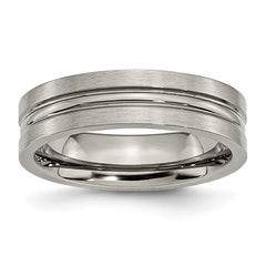 Titanium Grooved 6mm Brushed and Polished Band | TB118