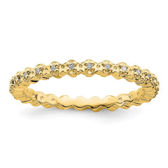 Sterling Silver Stackable Expressions Diamond Gold-plated Ring | QSK347
