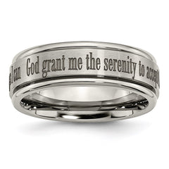 Titanium Ridged Edge 8mm Laser Design Brushed & Polished Band | TB11G