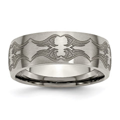 Titanium 8mm Laser Design Brushed Band | TB26A