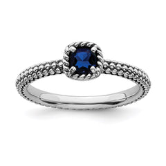 Sterling Silver Stackable Expressions Polished Cr.Sapphire Ring | QSK627
