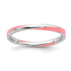 Sterling Silver Stackable Expressions Twisted Pink Enameled Ring | QSK568