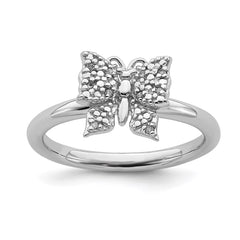 Sterling Silver Stackable Expressions Diamond Butterfly Ring | QSK1665