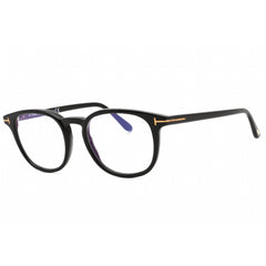 Tom Ford Men's Eyeglasses - Shiny Black Plastic Round Full Rim Frame | FT5819-B 001
