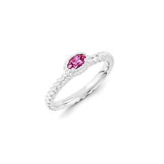 Sterling Silver Stackable Expressions Created Pink Sapphire Ring | QSK1117
