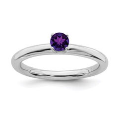 Sterling Silver Stackable Expressions Rhodium Amethyst Ring | QSK1900
