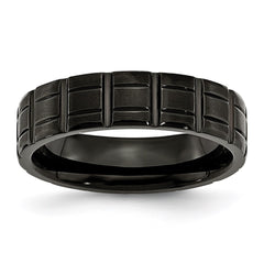Titanium Notched Black IP-plated 6mm Brushed and Polished Band | TB353