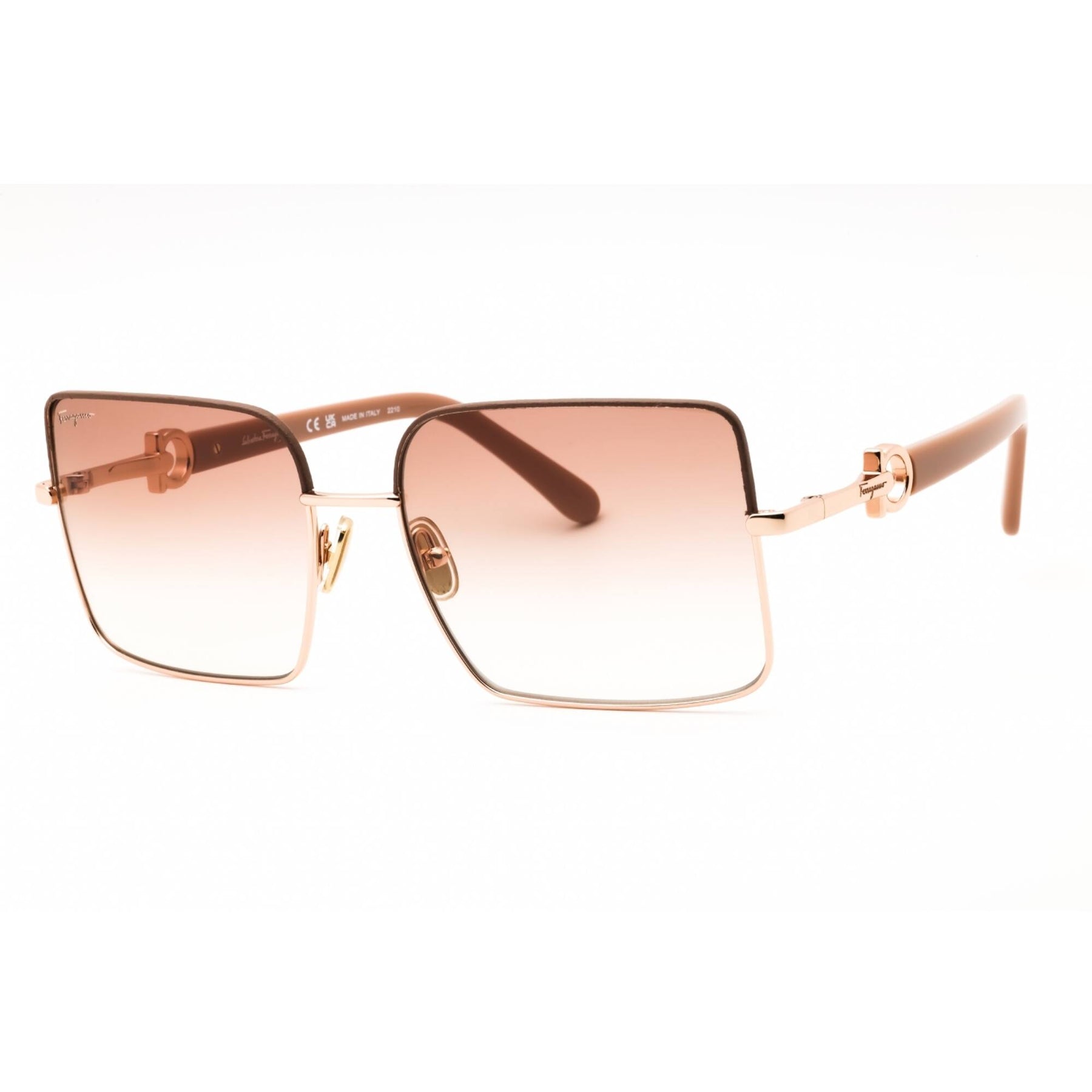 Salvatore Ferragamo Rose Gold Sunglasses Salvatore Ferragamo SF 264S Metal Womens Irregular  main image 3