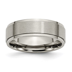 Titanium Ridged Edge 7mm Brushed and Polished Band | TB197