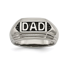 Stainless Steel Black Enamel Polished Dad Band | SR82
