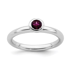 SS Stackable Expressions Low 4mm Round Rhodolite Garnet Ring | QSK501