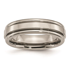 Titanium Grooved Edge 6mm Polished Band | TB39