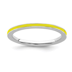 Sterling Silver Stackable Expressions Yellow Enameled 1.5mm Ring | QSK134