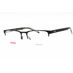Hugo Men's Eyeglasses - Matte Black Metal Rectangular Half Rim Frame | HG 1076 0003 00