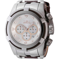 Invicta Men's Watch - Bolt Zeus Quartz Chrono Silver Tone Dial Leather Strap | 43783