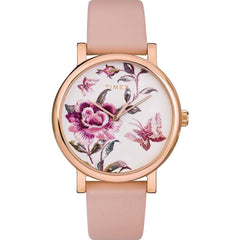 Timex Women's Watch - Full Bloom Quartz Floral Dial Pink Leather Strap | TW2U19300