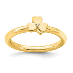 Sterling Silver Stackable Expressions Yellow-plated Dia. Clover Ring | QSK1970