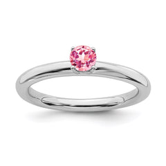 Sterling Silver Stackable Expressions Rhodium Pink Tourmaline Ring | QSK1908