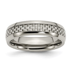 Titanium Polished Grey Carbon Fiber Inlay 6mm Band | TB388