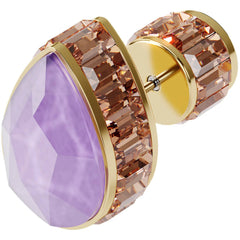 Swarovski Unisex Single Earring - Orbita Yellow Gold Drop Cut Purple Crystal | 5600524