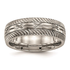 Titanium Polished Diamond Cut Ring | TB462