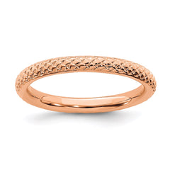 Sterling Silver Stackable Expressions Pink-plated Cable Ring | QSK204