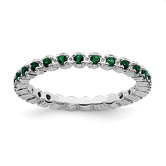 Sterling Silver Stackable Expressions Created Emerald Ring | QSK354