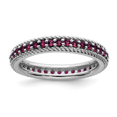 Sterling Silver Stackable Expressions Polished Created Ruby Eternity Ring | QSK572