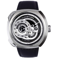 SevenFriday Men's Watch - Q-Series Automatic Silver and Black Dial Strap | Q1-01