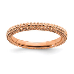 Sterling Silver Stackable Expressions Pink-plated Domed Ring | QSK880