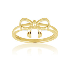 Sterling Silver Gold Plated Bow Ring - W-9825