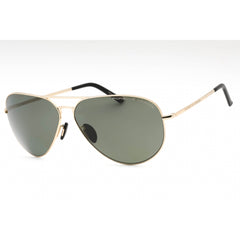 Porsche Women's Sunglasses - Gold Metal Aviator Full Rim Frame Green Lens | P8508 A