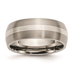Titanium Sterling Silver Inlay 8mm Brushed Band | TB80