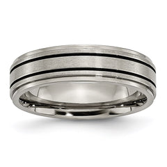 Titanium Enameled Flat 6mm Satin & Polished Band | TB336