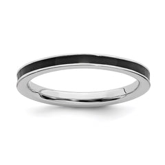 Sterling Silver Stackable Expressions Black Enameled 2.25mm Ring | QSK150