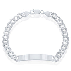 Classic Men's Bracelet - Sterling Silver 7mm Pave Curb Chain ID | S-5125