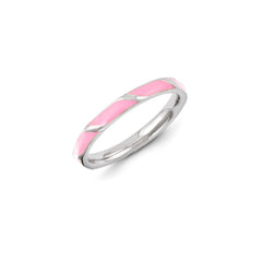 Sterling Silver Stackable Expressions Pink Enameled Ring | QSK1354