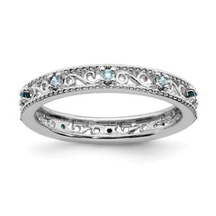 Sterling Silver Stackable Expressions Aquamarine Ring | QSK1484