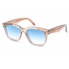 Tom Ford Unisex Sunglasses - Shiny Light Brown Frame Mirrored Green Lens | FT0714 45Q