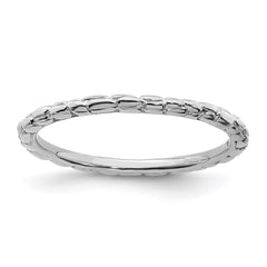 Sterling Silver Stackable Expressions Rhodium Twisted Ring | QSK179
